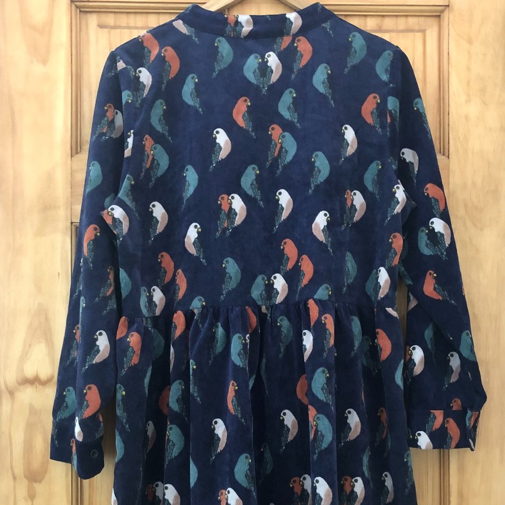 Corduroy Lovebird Long Sleeve Button-Down Dress